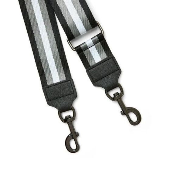 Think Royln Adjustable Crossbody Bag Strap Black Pewter Striped Replacement - Picture 2 of 5